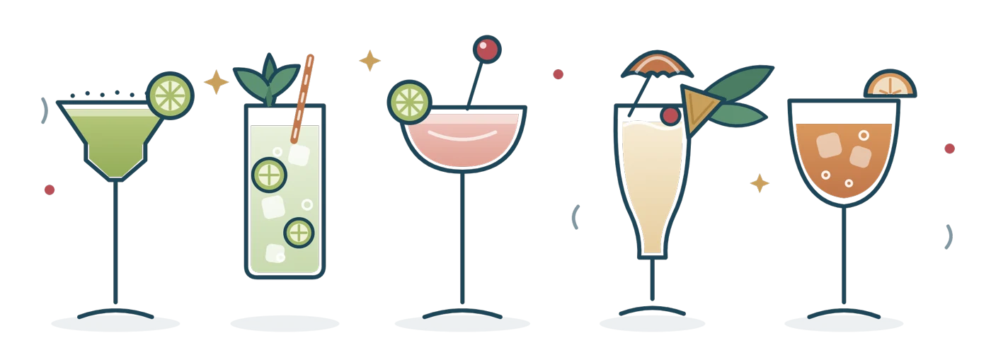Ilustración de cócteles de Nusa Dua